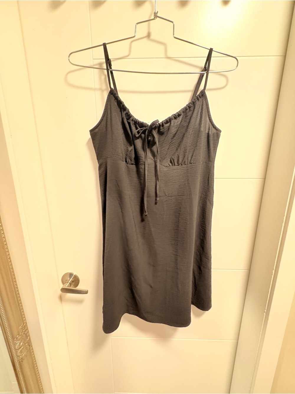 Everyday Black Satin-Look Slip with Front Tie
Never worn